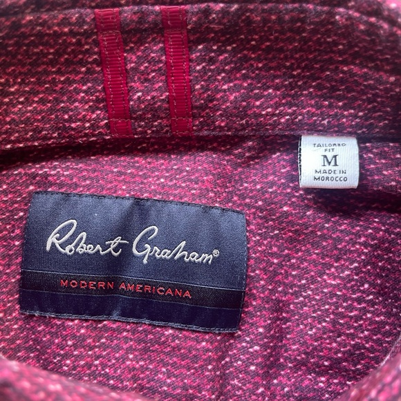 Robert Graham Mens Woven Finnegan Button-Down Dress Shirt Burgundy Size Medium - Picture 3 of 10
